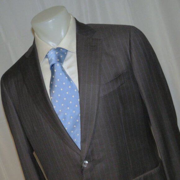 ISAIA Gregorio Super 160 Gray Striped Current Two Button Suit 44L - Picture 6 of 16